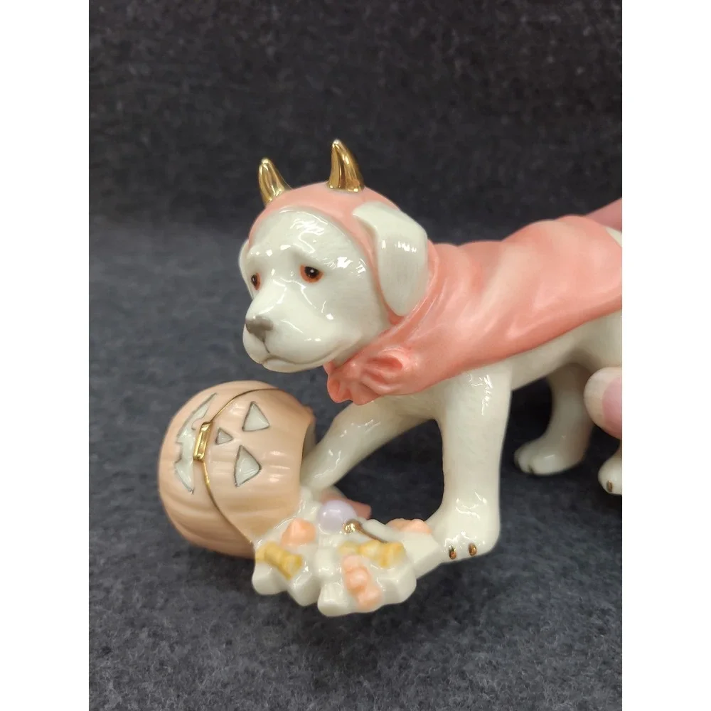 Lenox Puppy Sweet Little Devil Labrador Halloween Dog Pumpkin 24k Gold Accents